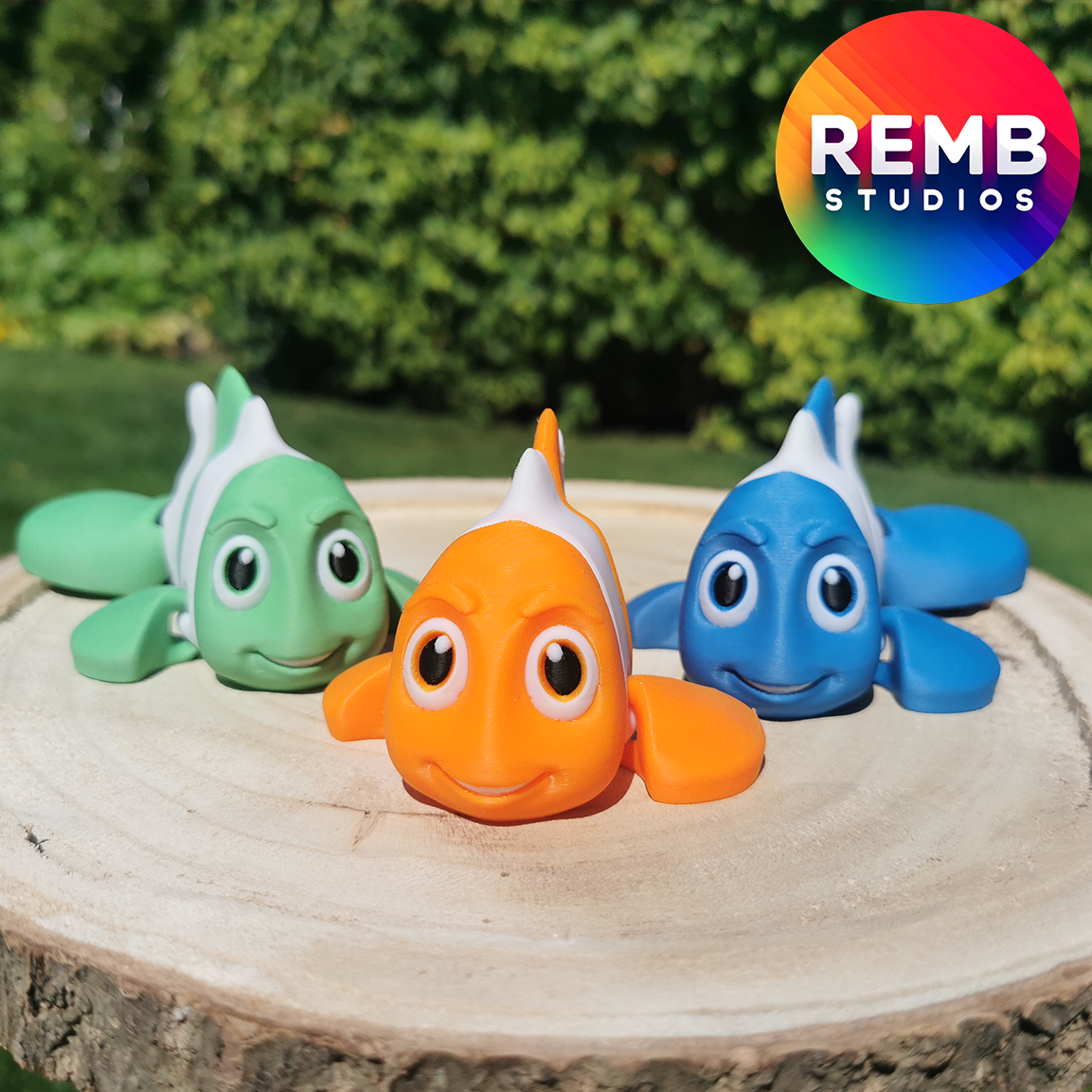Flexi Clownfish Remb Studios, STL file for 3D printing, STL print files, Print in Place